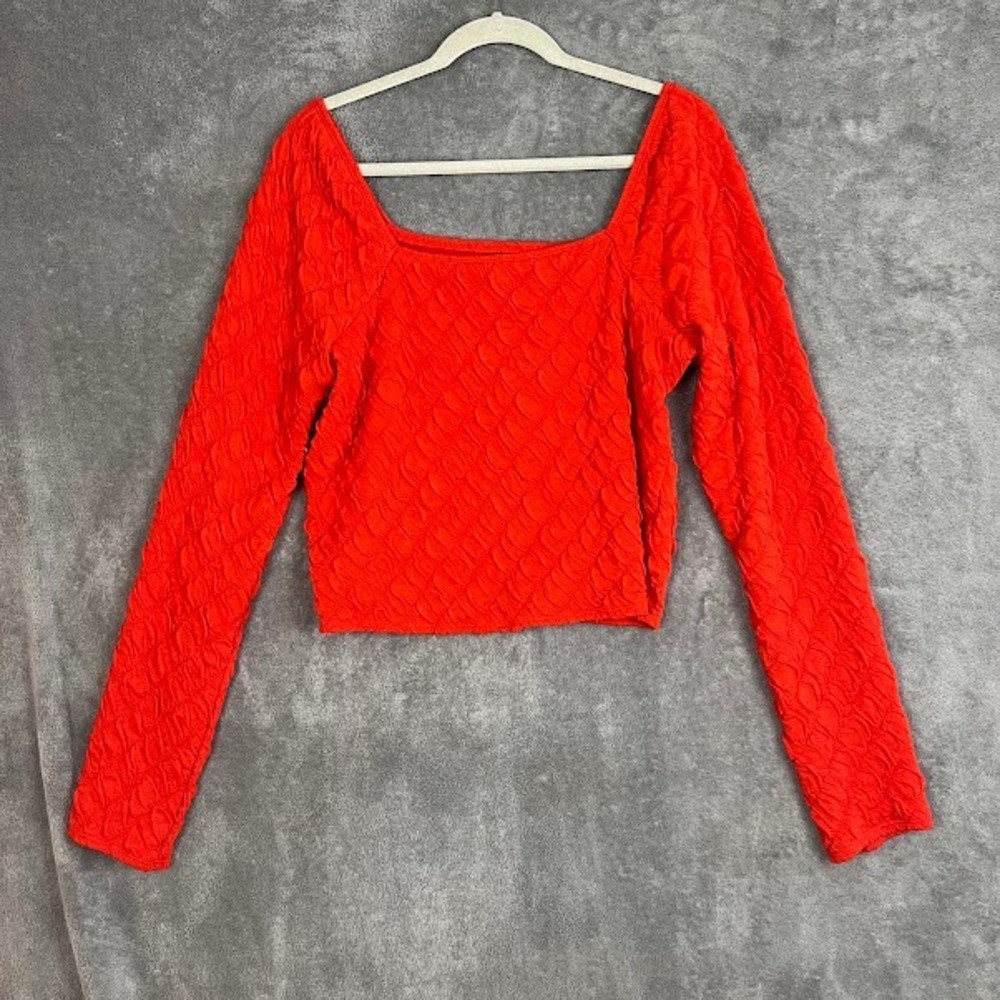NWT Maeve Anthropologie Long Sleeve Modern Popcorn Crop Top Womens L Holiday